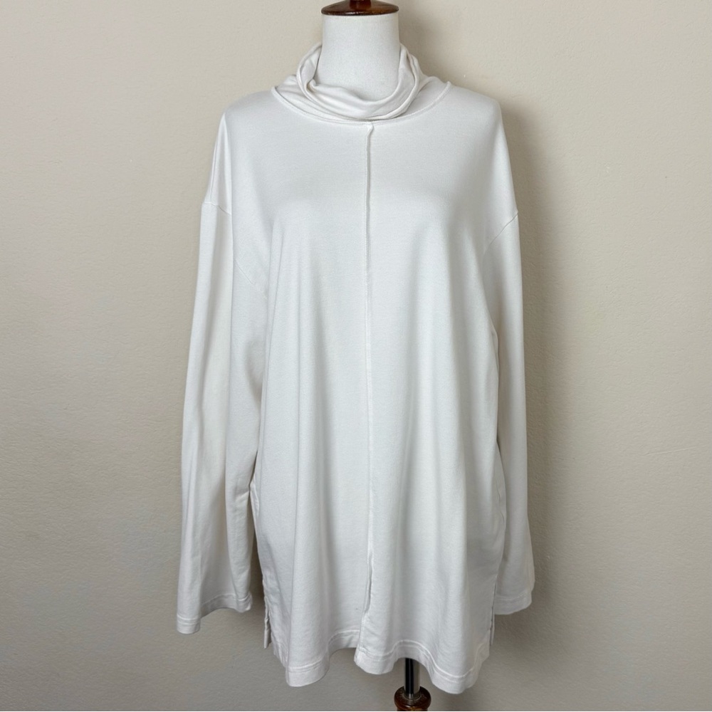 Bryn Walker Cream Ivory Cowl Neck Tunic Top Bamboo Cotton